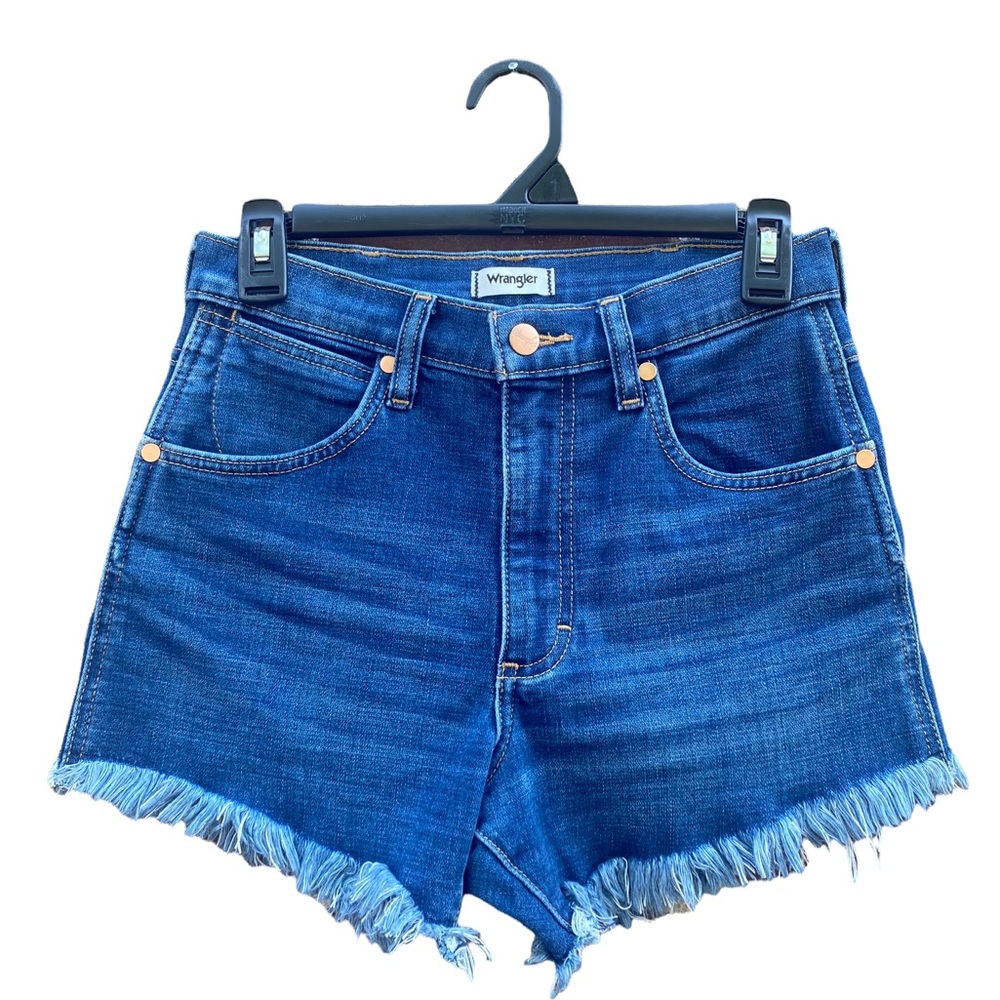High waisted denim shorts.